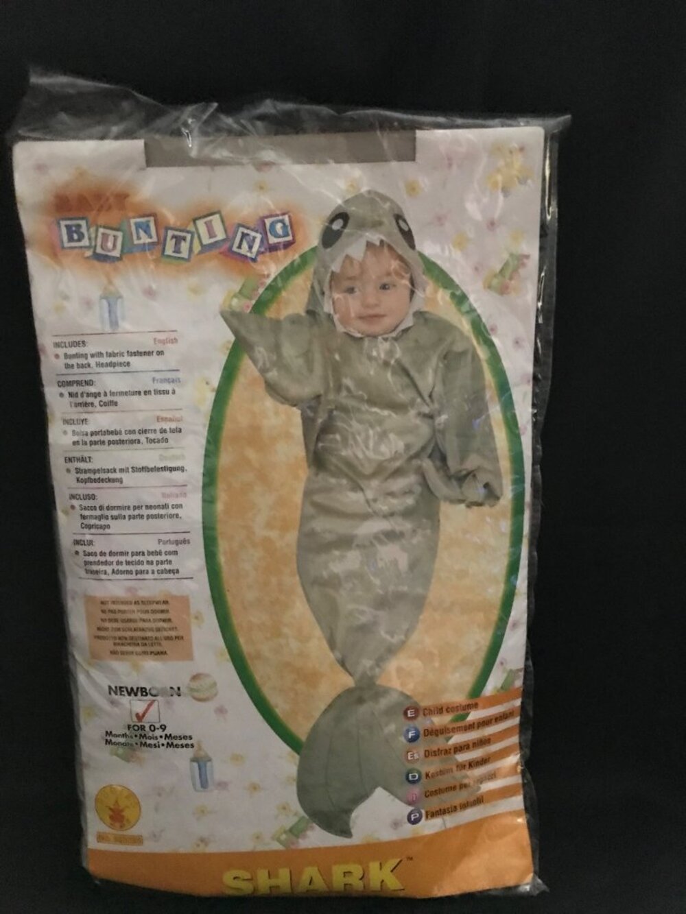 Newborn Baby Shark Bunting Halloween Costume 0-9 Months NIP”